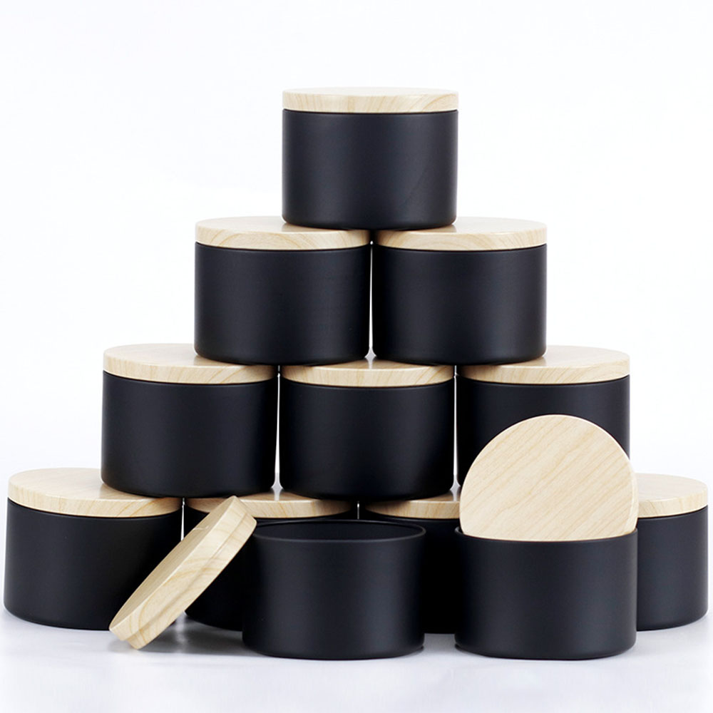 Black Tin Candle - 24 قطعة من برطمانات الشموع السوداء