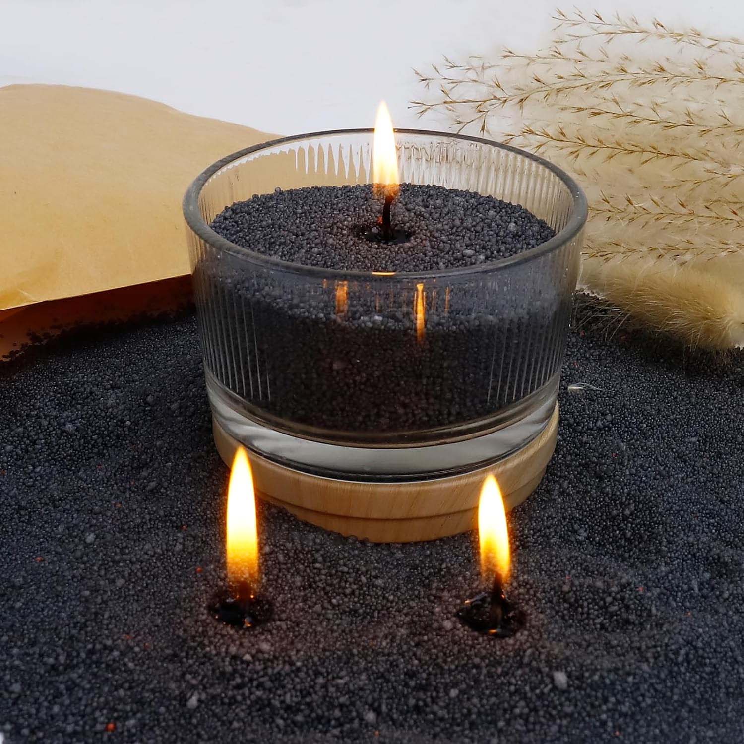 Candle Supplies Tins - رمل شمع أسود مع فتيل، 200