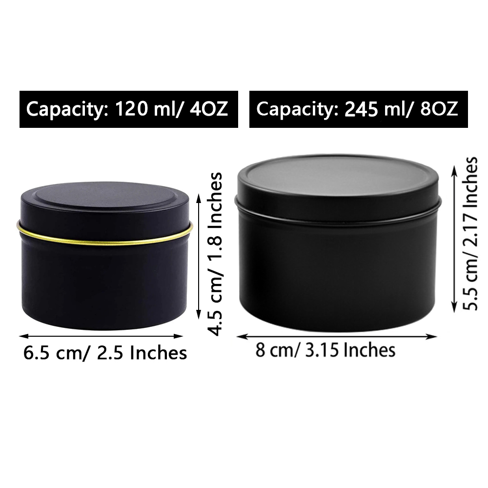 علب شموع 4 أونصة/ 8 أونصة مع أ - مراجعة Black Tin Candle وسعره